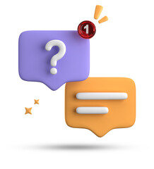 3d rendering of speech bubble, 3D pastel chat with question mark icon set.