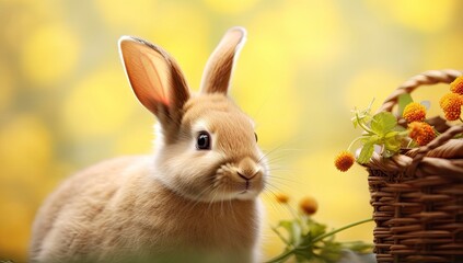Fototapeta premium Easter Bunny with beautiful Spring Nature.