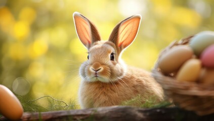 Easter Bunny with beautiful Spring Nature.