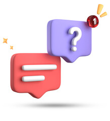 3d rendering of speech bubble, 3D pastel chat with question mark icon set.