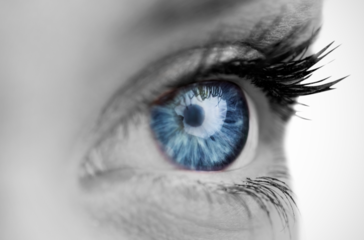 Digital png photo of woman's blue eye looking on transparent background