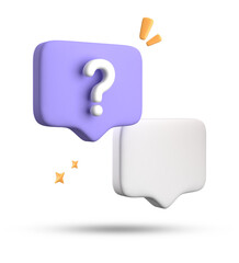 3d rendering of speech bubble, 3D pastel chat with question mark icon set.