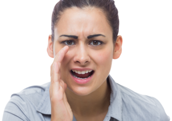 Digital png photo of angry caucasian businesswoman calling on transparent background