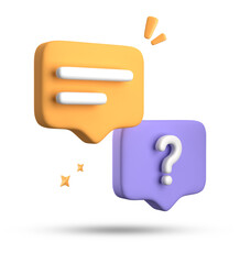 3d rendering of speech bubble, 3D pastel chat with question mark icon set. - obrazy, fototapety, plakaty