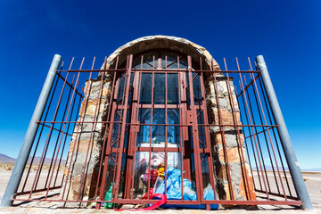 Small chapel on the salt flats of Salinas Grandes, Salta, North Argentina, South America