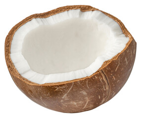 Fresh coconut meat isolated on white background.