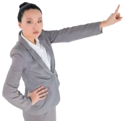 Crédence de cuisine en verre imprimé Lieux asiatiques Digital png photo of asian businesswoman pointing on transparent background