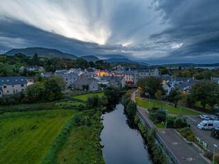 Fototapeta na wymiar Aerial night view of Ardara in County Donegal - Ireland