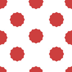 Digital png illustration of red stickers repeated on transparent background