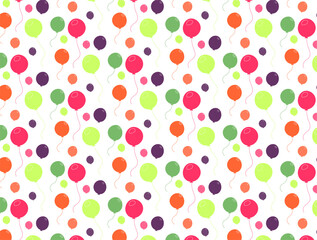seamless pattern with colorful bright balloons. birthday seamless pattern. vector cartoon pattern with balloons. party balloons pattern on white background