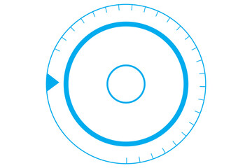 Digital png illustration of blue digital circles with arrow on transparent background