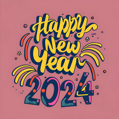 Happy new year 2024 design. Conceptual ads for New Year. Colorful style illustrations for poster, banner, greeting and new year 2024 celebration.
