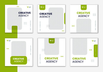 Set of Corporate social media post bundle design. Colorful square post banner template collection  for business and digital marketing vector