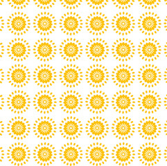 Digital png illustration of yellow rosettes repeated on transparent background