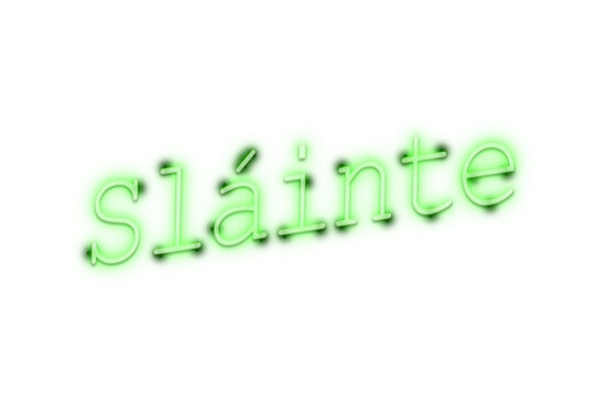 Digital png green text of slainte on transparent background