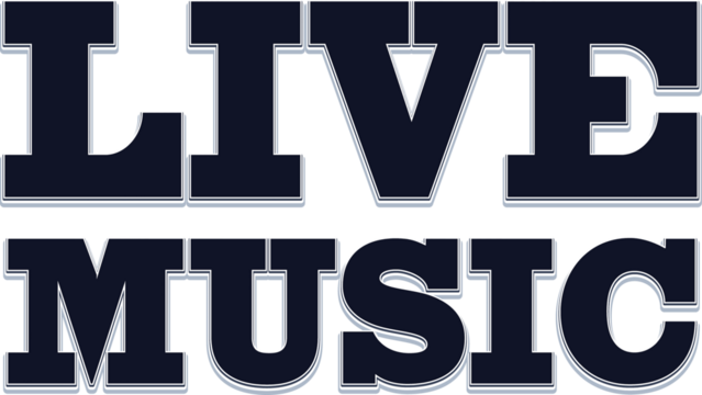 Digital png black text of live music on transparent background - Powered by Adobe