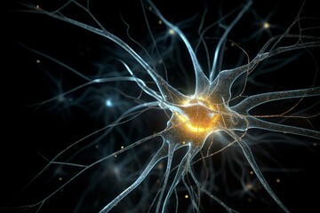 Interconnected neurons transmit information through synapses in the human brain. Generative AI