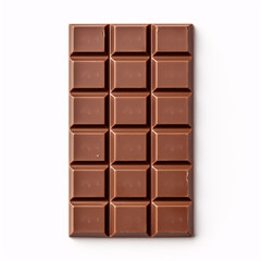 Fototapeta premium Milk chocolate bar isolated on white background from top view