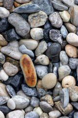 Colorful stone pebbles on the beach for background and texture