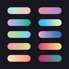Gradient colors. Minimalist multicolor circles, abstract 80s vibrant colors, and modern gradients sphere isolated vector set.	