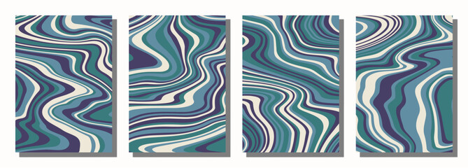 Abstract psychedelic groovy set background.