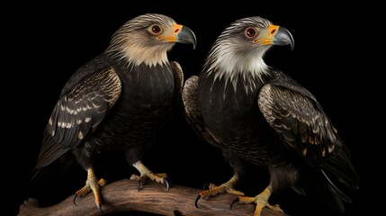 Northern Crested Caracaras in a pair .