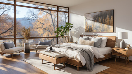Cozy andinviting guest bedroom - obrazy, fototapety, plakaty