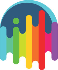 musical equalizer logo, colored abstraction, rainbow stripes, LGBT colors on a transparent background, colored pencils and paints, thick smears of paint