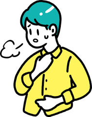 体調不良で咳をする男性