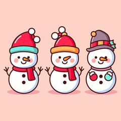 Christmas, snowman set, illustration, christmas cartoon