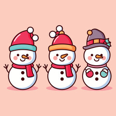 Christmas, snowman set, illustration, christmas cartoon
