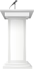 Obraz premium Advertising promotional stands. Realistic modern simple rack or counters multiple promotional desk with sign top clean empty promo tables with signboard white mockup illustration