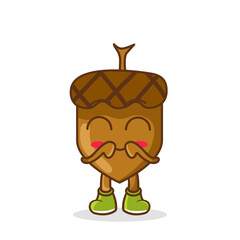 Cute, funny cartoon acorn character. Illustration of a cute acorn character who is pleased