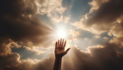 Hand stretched out towards the heaven