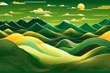 landscape with hills and mountains, Amidst an abstract pattern vector background, a minimalist banner design takes form