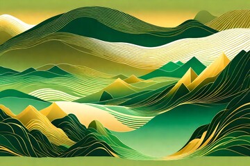 illustration of a green landscape, Amidst an abstract pattern vector background, a minimalist banner design takes form