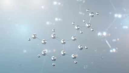 Tuinposter serotonin molecular structure, 3d model molecule, monoamine neurotransmitter, structural chemical formula view from a microscope © Сергей Шиманович
