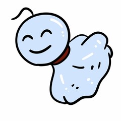 A cute illustration of Teru Teru Bozu. It is a magical goods that wishes for the sunny weather.