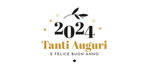 Tanti Auguri E Felice Buon Anno 2024 - Carta dei desideri Nero e Oro disegno lusso