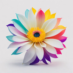 Explosion of colorful flower on a white background