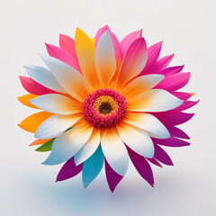 Explosion of colorful flower on a white background