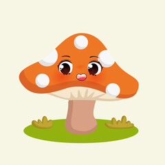 Vector a cartoon of a mushroom with a face and a white background