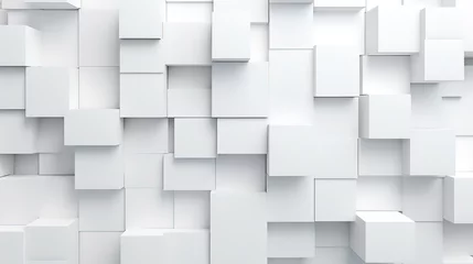 Fotobehang Abstract industrial white cubes and squares of concrete wall. Ceramic cubes. © DZMITRY