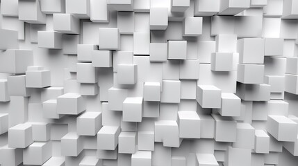 Abstract industrial white cubes and squares of concrete wall. Ceramic cubes. - obrazy, fototapety, plakaty