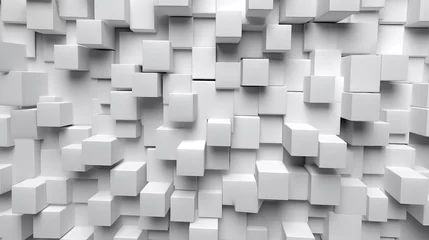 Poster Abstract industrial white cubes and squares of concrete wall. Ceramic cubes. © DZMITRY