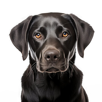 black labrador retriever breed dog looking isolated on white
