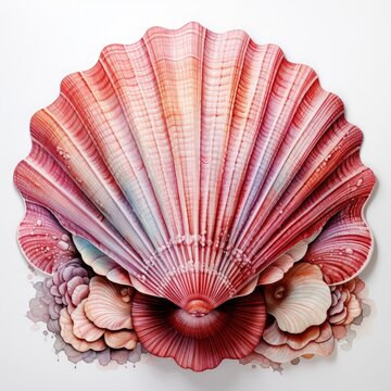 recommend clip art: Watercolor Seashell clipart on white background.