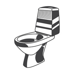 Retro Toilet Bowl Vector Stock Illustration