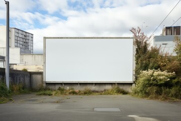 Large blank billboard on a street, banners with room to add your own text