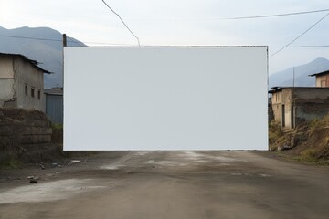 Blank white billboard on the street, copy space ready